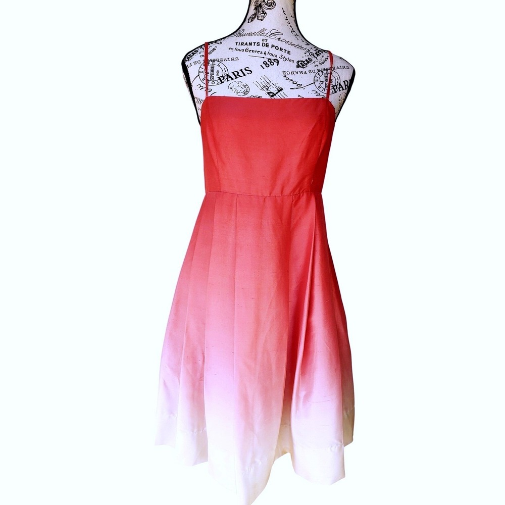 The Limited Silk Ombre Dress Womens 8 Pink White Y2K Sleeveless Pleated